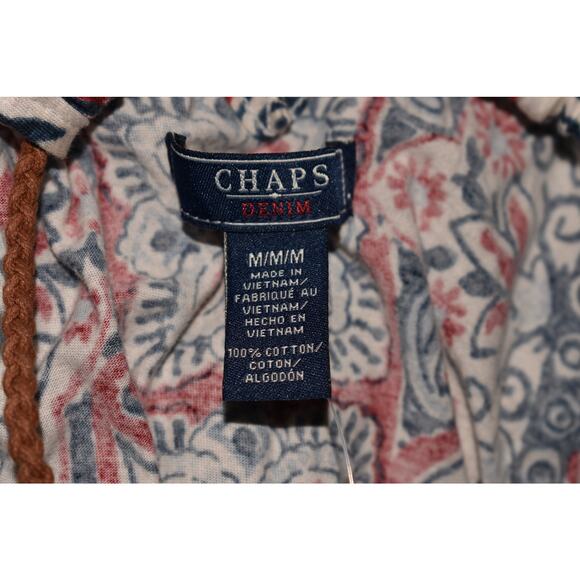 CHAPS DENIM NEW $49 Red Blue Floral Sleeveless Halter Top‎ Medium - Picture 3 of 3